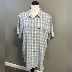 Tha North Face men’s button down extra large, short‎ sleeve plaid shirt